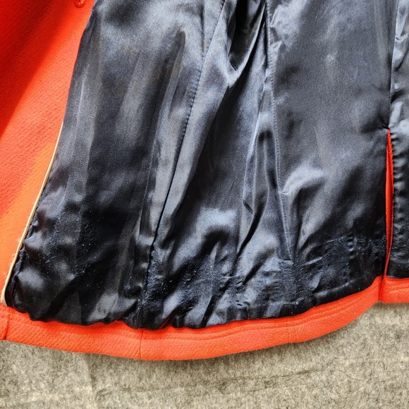 J. Crew Pea Coat Women 4 Red Stadium Cloth by Nello Gori Gold Buttons FLAWS READ - Picture 4 of 14